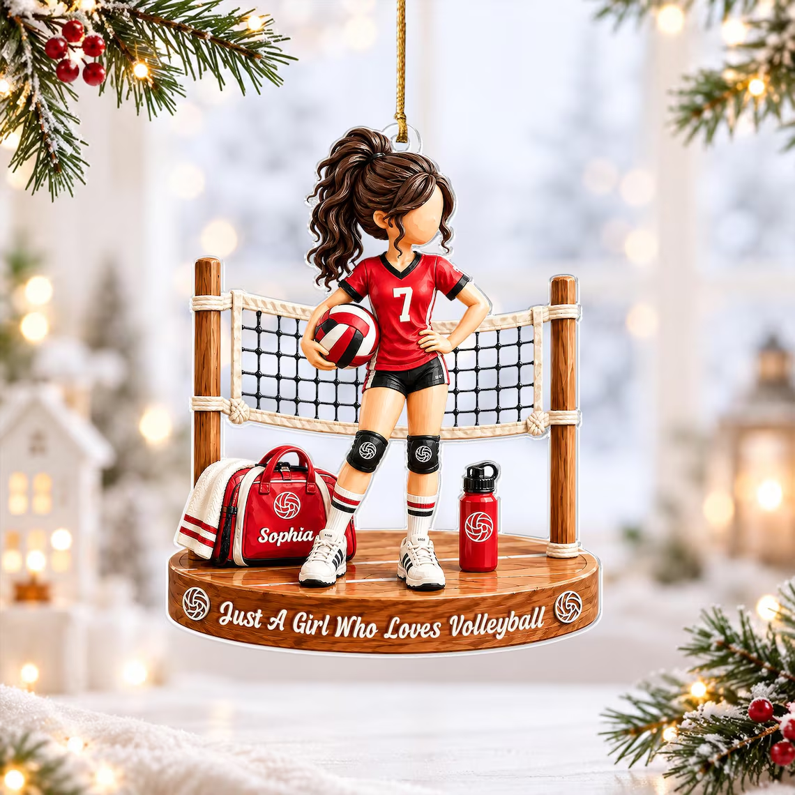 Personalized Volleyball Girl Ornament, Custom Name Volleyball Player Gift