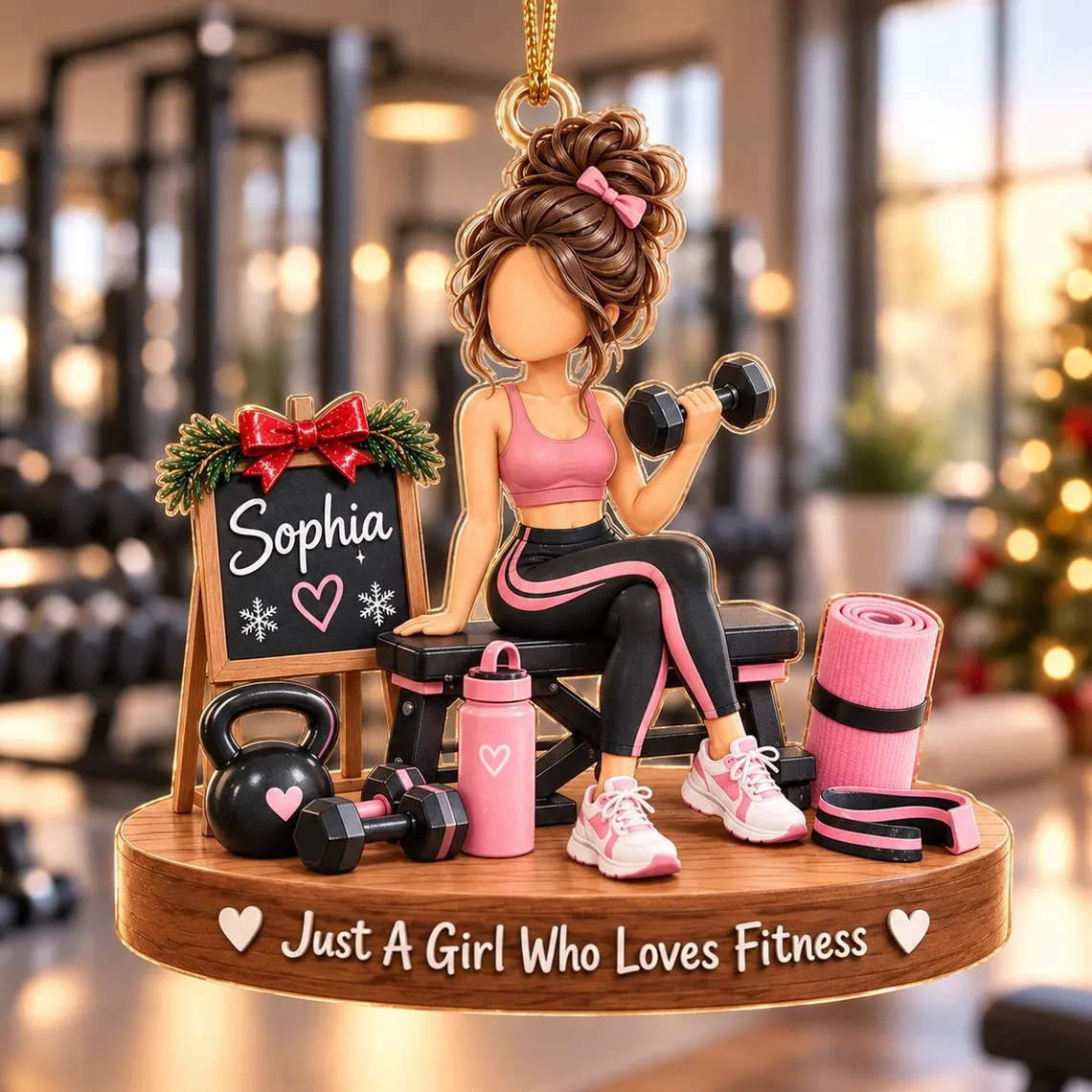 Personalized Girl Fitness Gym Ornament, Just A Girl Who Loves Fitness Christmas Ornament