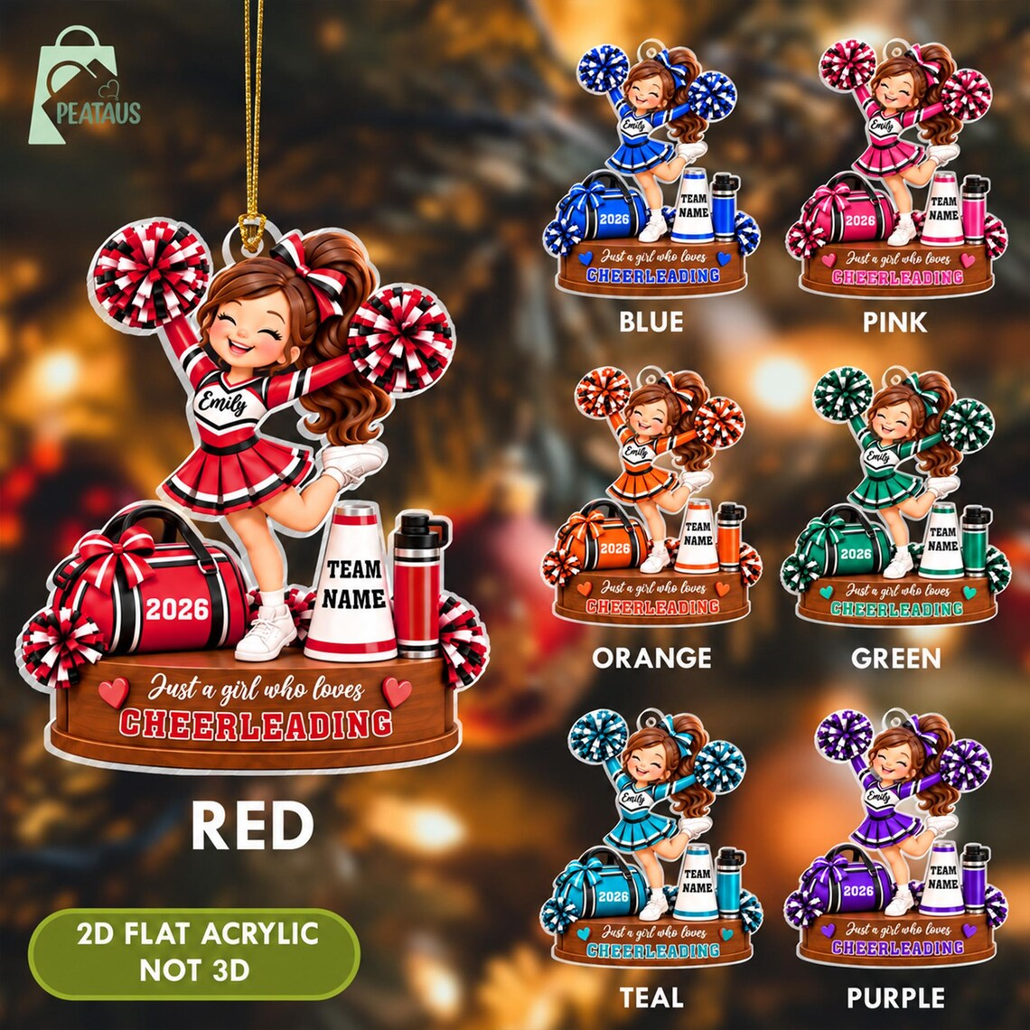 Personalized Cheerleader Christmas Ornament - Cheerleader Keepsake