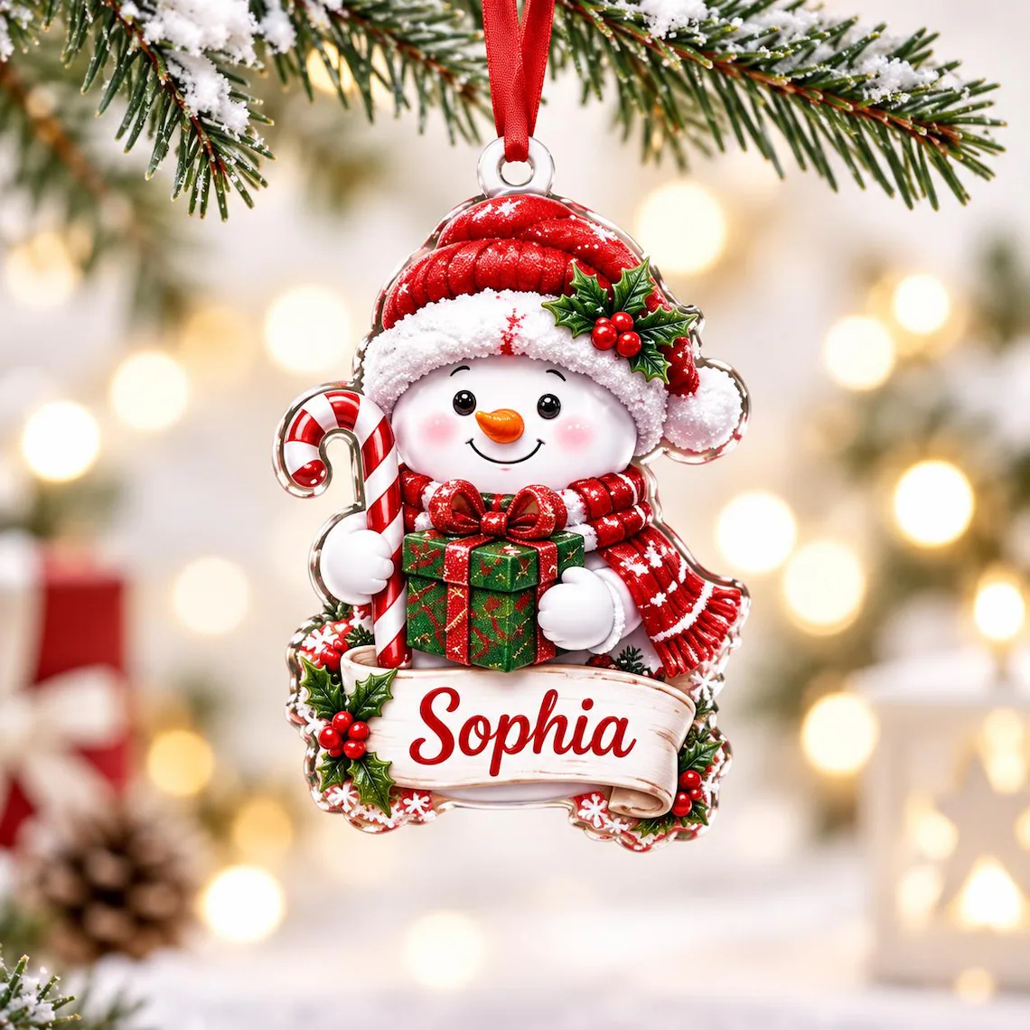 Personalized Snowman Christmas Decal, Custom Name Home Decoration