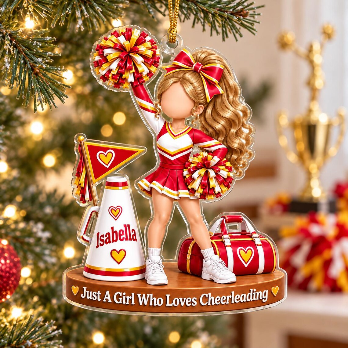 Personalized Girl Cheerleader Ornament,Just a Girl Who Loves Cheerleading Ornament
