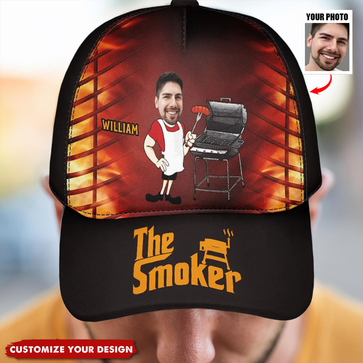 Custom Photo The Smoker BBQ Grilling - Personalized Classic Cap