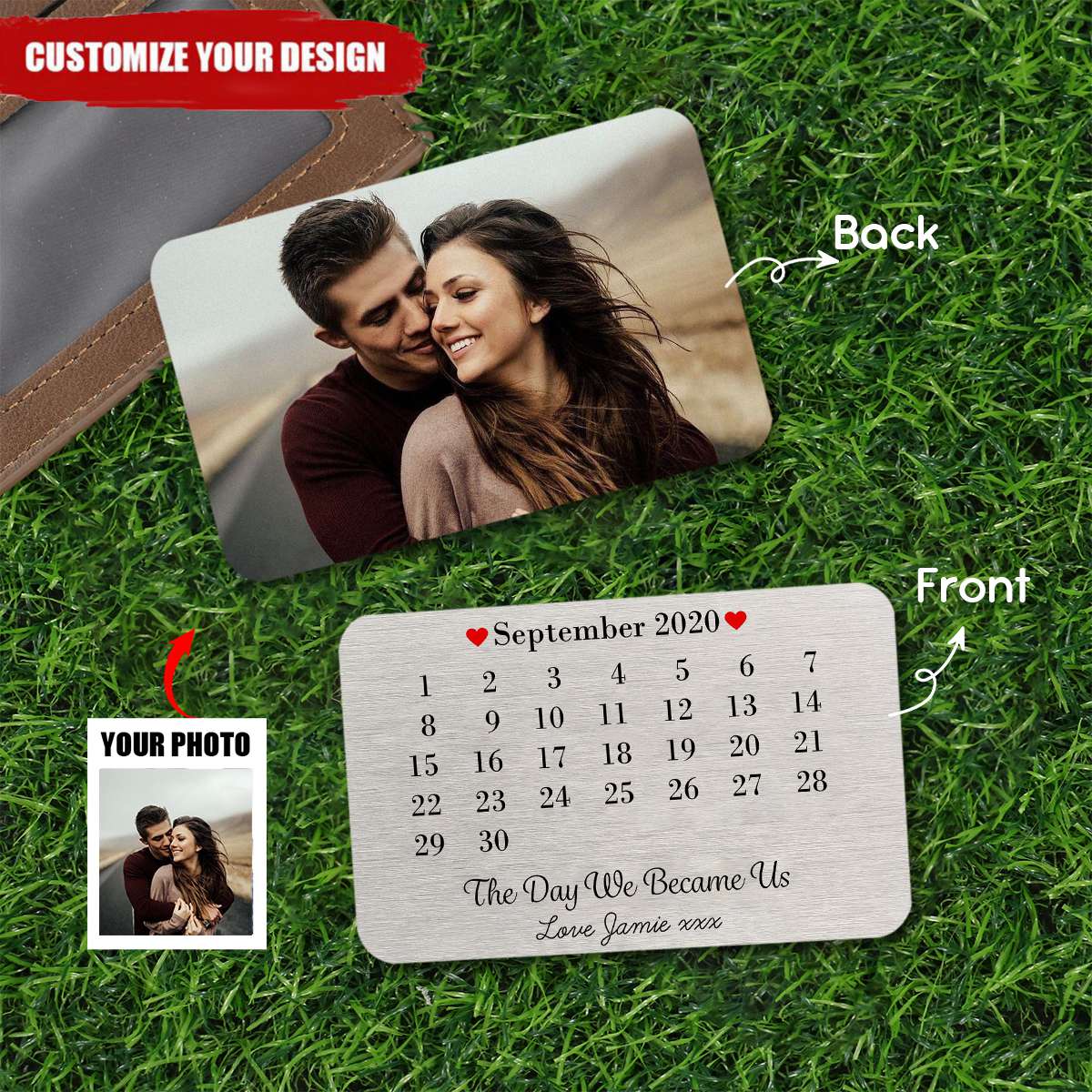 Personalized Day We Became Us Date Metal Wallet Card
