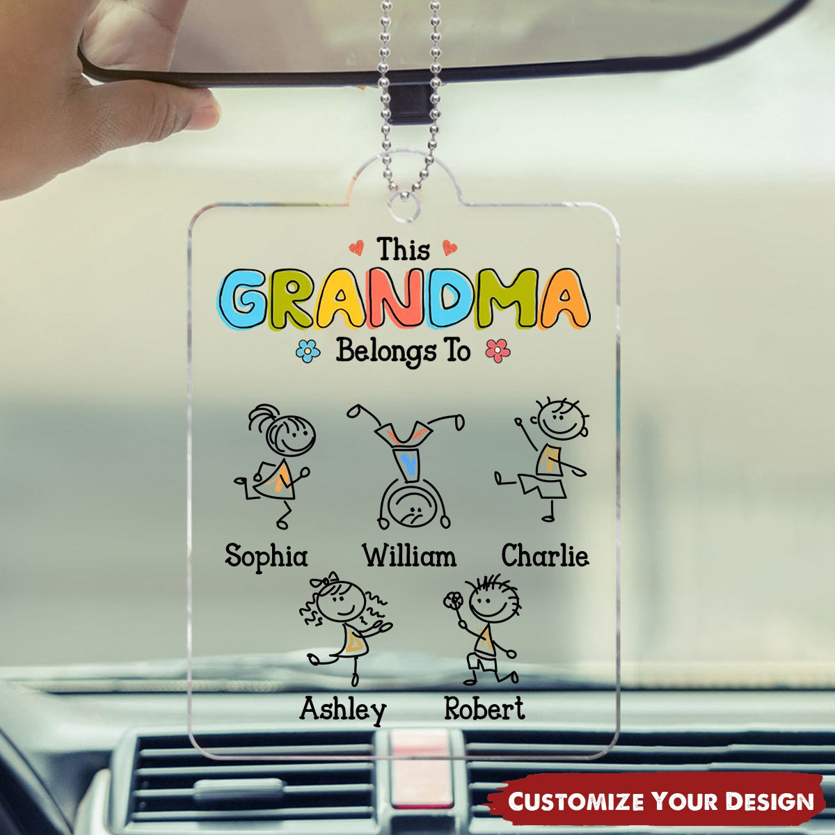 This Grandma Belongs To Drawing Personalized Acrylic Car Ornament