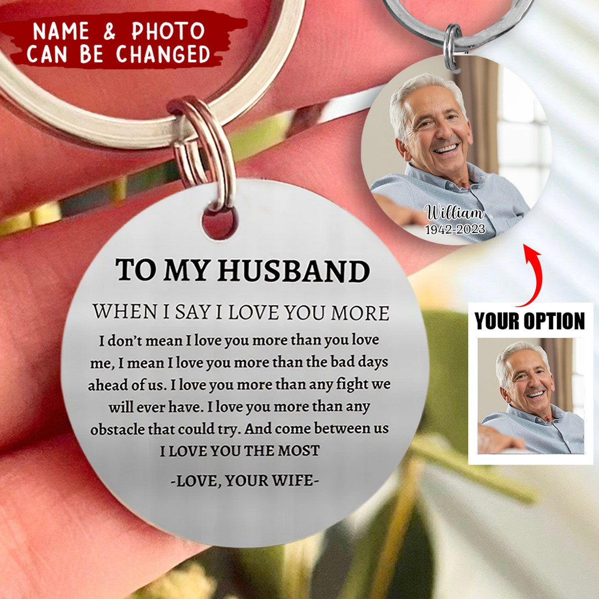 Custom To My Husband Stainless Steel Keychain - Personalized Love Note