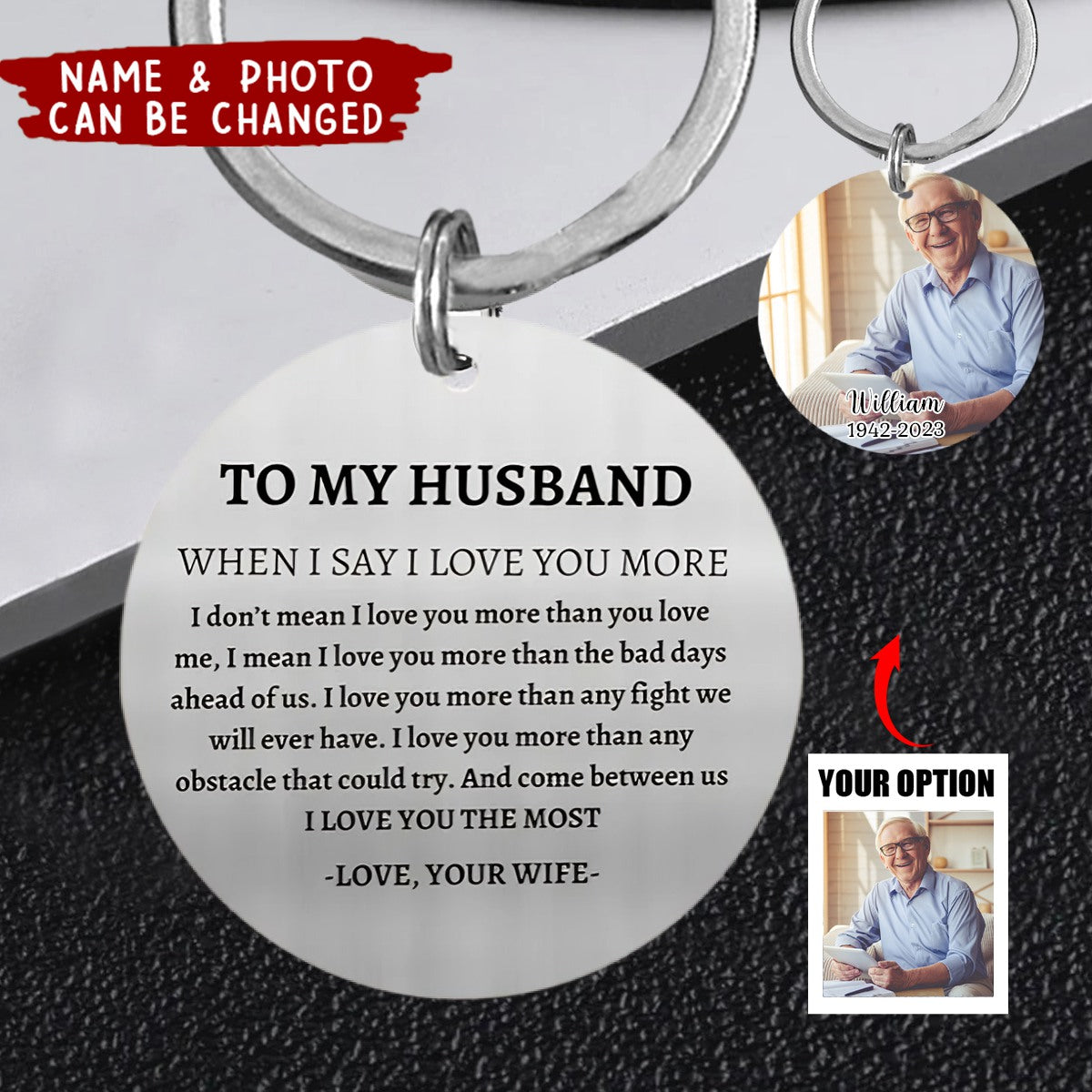 Custom To My Husband Stainless Steel Keychain - Personalized Love Note