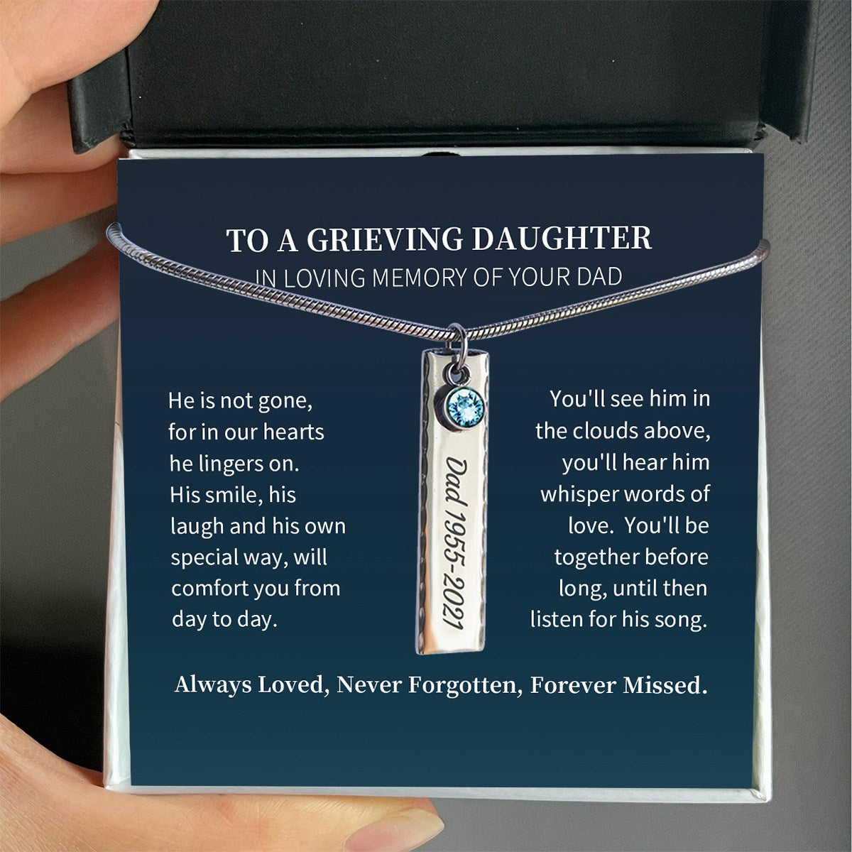 Personalized Memorial Necklace, Loss of Dad Gift for Daughter