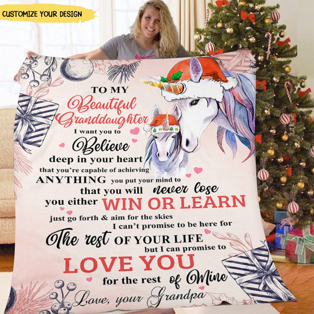 To My Granddaughter - Personalized Blanket