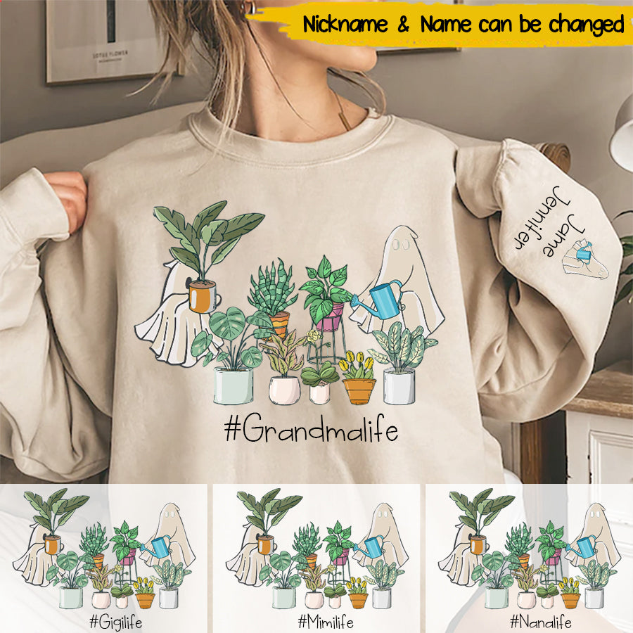 Halloween Ghost Crazy Plant Grandma Personalized Sweatshirt