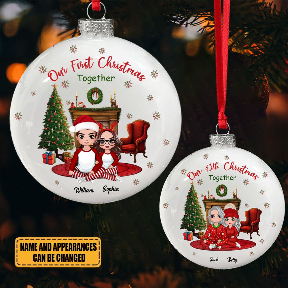 Our 10th Christmas Together - Personalized Glass Flat Ball Ornament