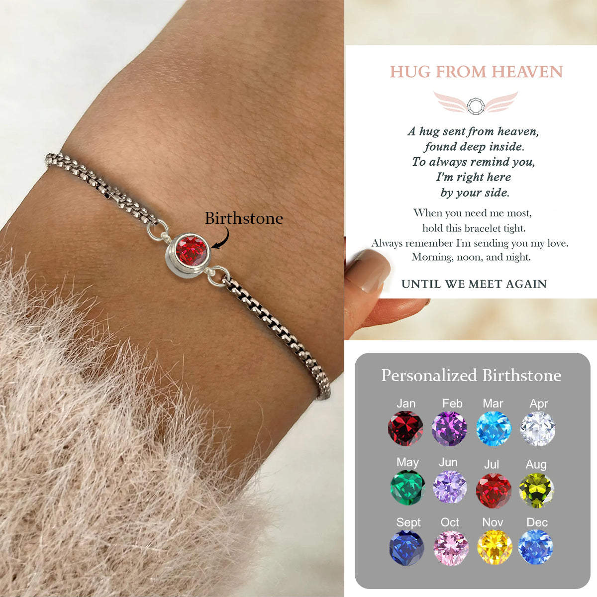Unitil We Meet Again-Personalized Birthstone Memorial Bracelet