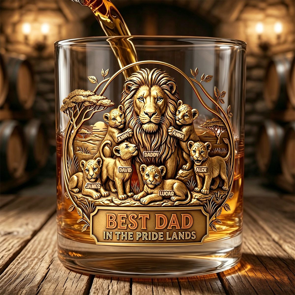 Best Dad In The Pride Lands Whiskey Glass - Personalized Father's Day Gift
