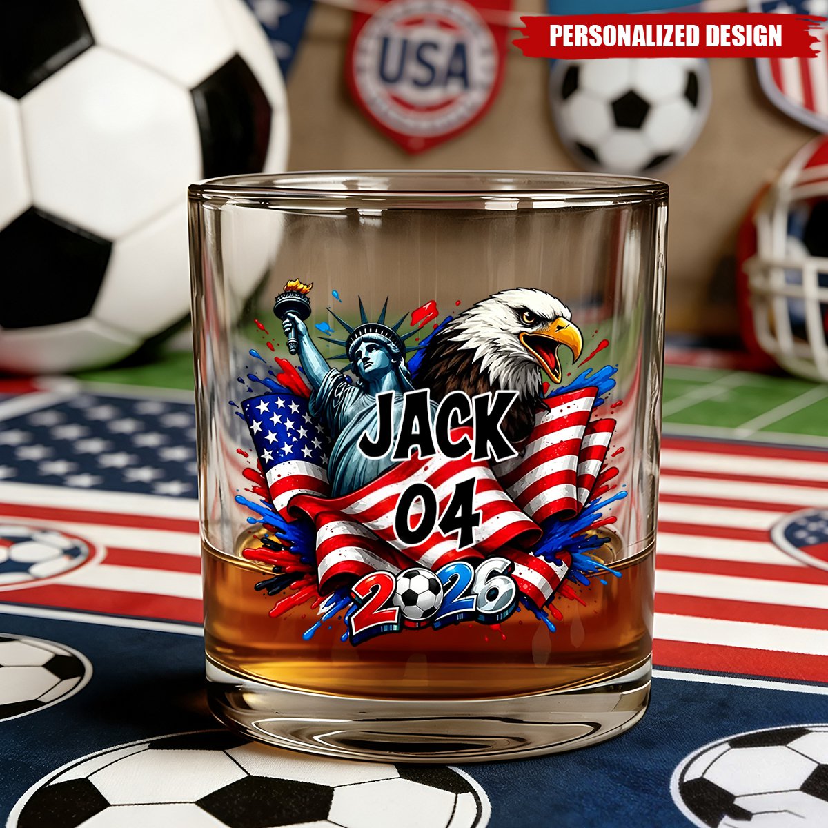 World Football Lover - Personalized 2026 Football Match Country Whiskey Glass