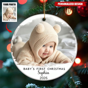 Custom Baby First Christmas Ornament, Personalized Photo Ornament
