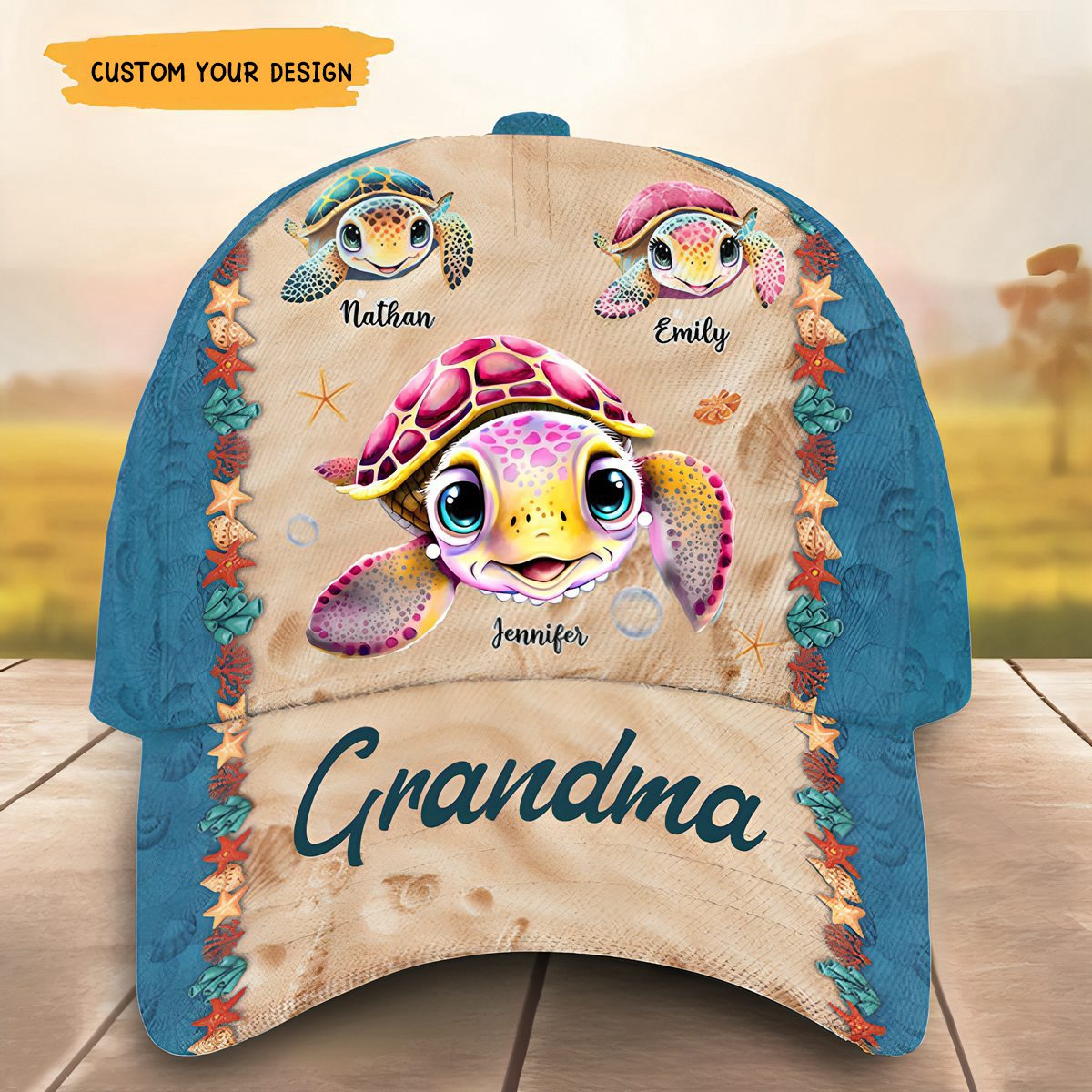 Gift For Grandma Turtle Personalized Cap