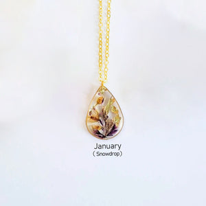Birth Month Flower Necklace,Dried Flower Resin Jewelry Unique Gift For Her