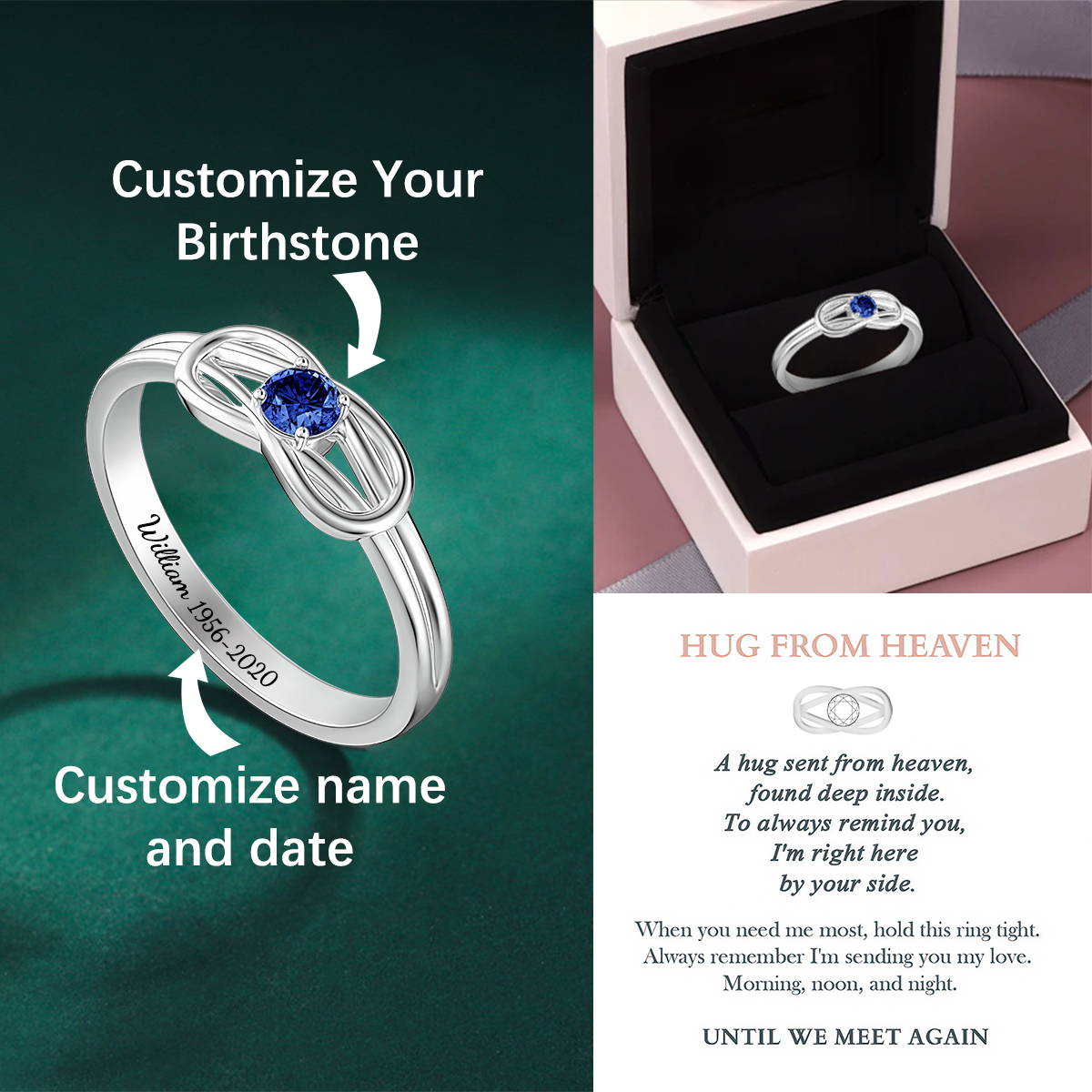 Custom Birthstone Memorial Ring, Gift For Family & Friend