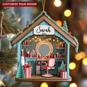 Personalized Custom Name Hair Salon Christmas Tree Ornament