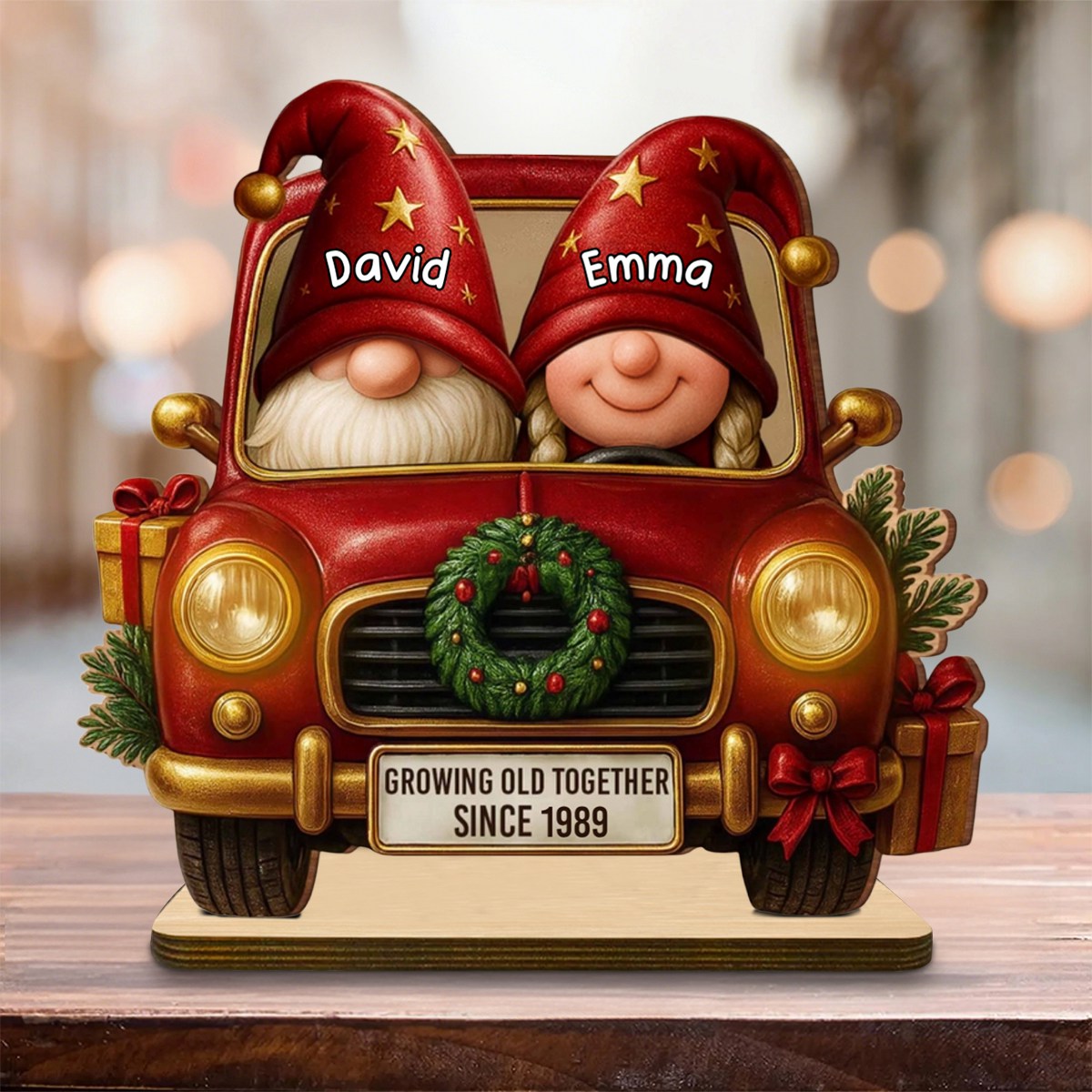 Christmas Wreath and Red Truck Custom Plaque, Gift For Him And Her
