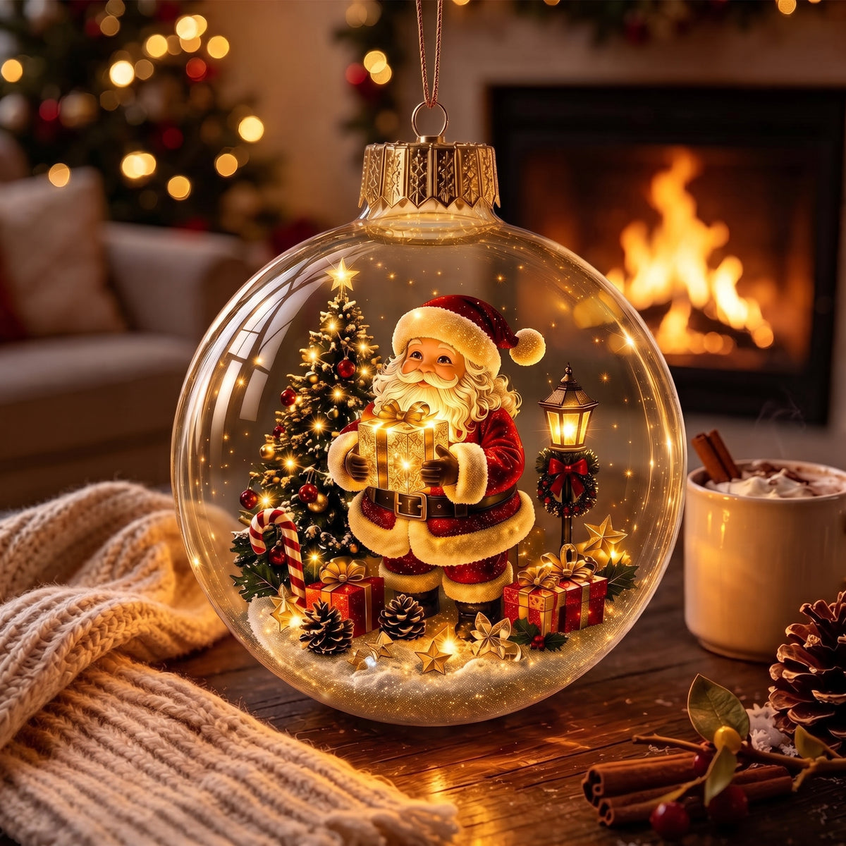LiChristmas Globe Ornament, Santa Snowman Angel Reindeer Train