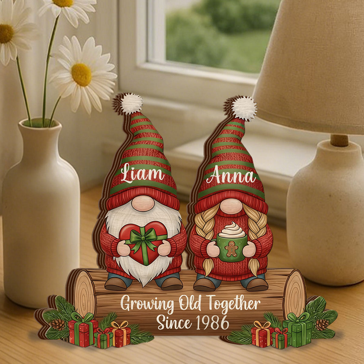 Christmas Growing Old Together Wooden Plaque, Anniversary Decor