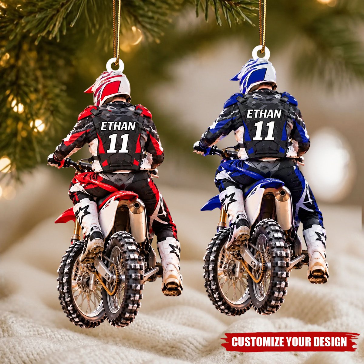 Personalized Motocross Dirt Bike Christmas Ornament - Gift for Motocross Racers