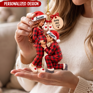 Personalized Pregnancy Christmas Ornament, Custom Mom Dad Names & Baby 2026