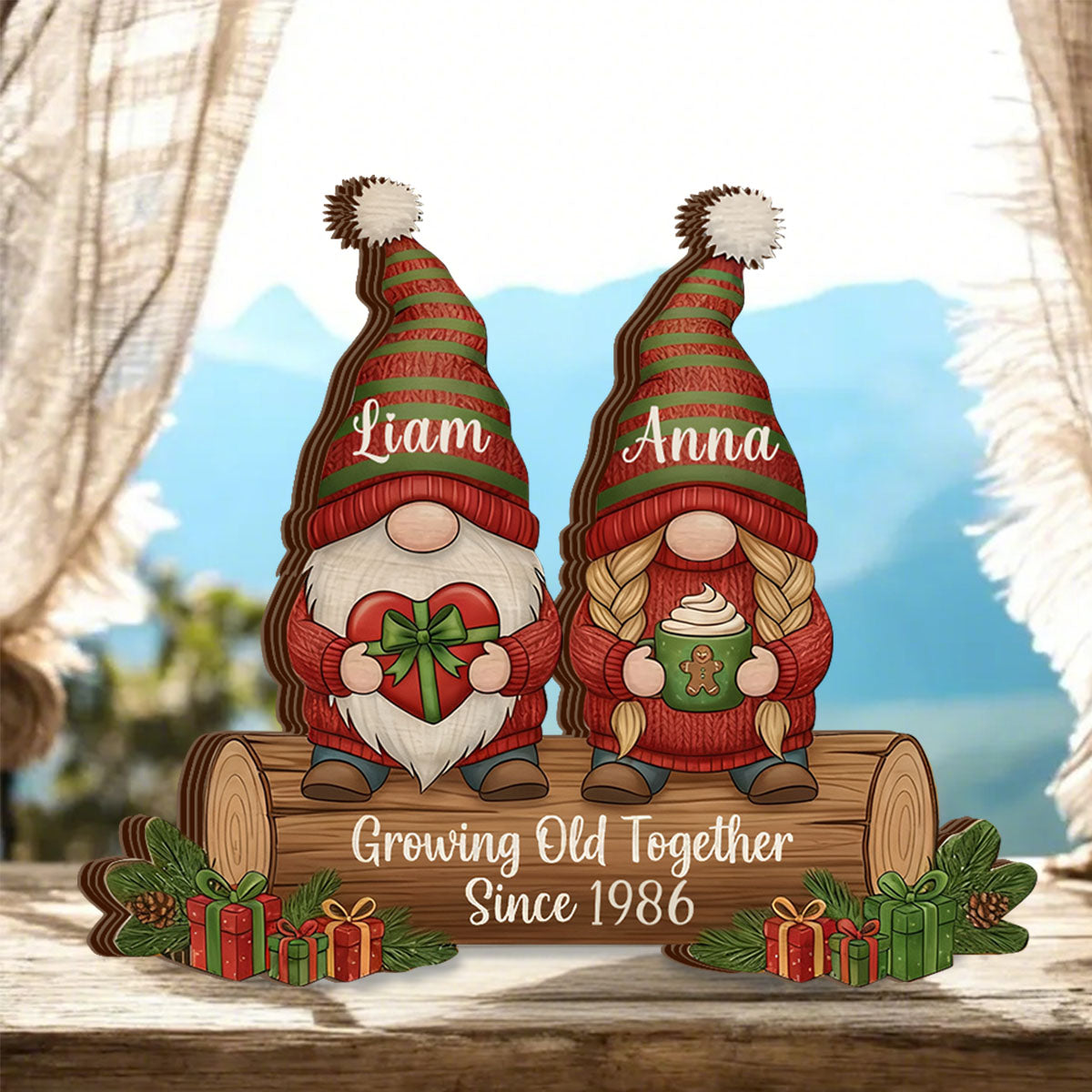 Christmas Growing Old Together Wooden Plaque, Anniversary Decor