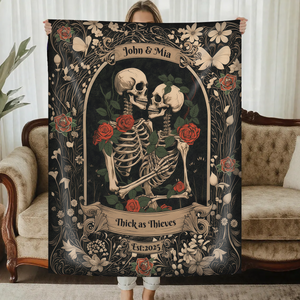 Dark Romantic Skeleton - Personalized Wedding Blanket For Him, Her