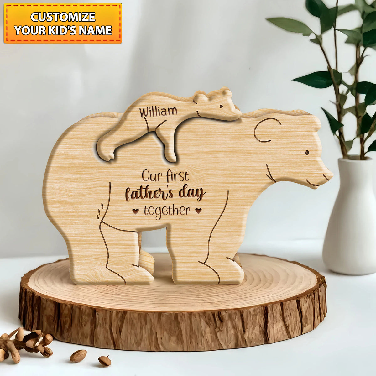 Personalized Father Daughter Son Puzzle Sign, First Father's Day gift