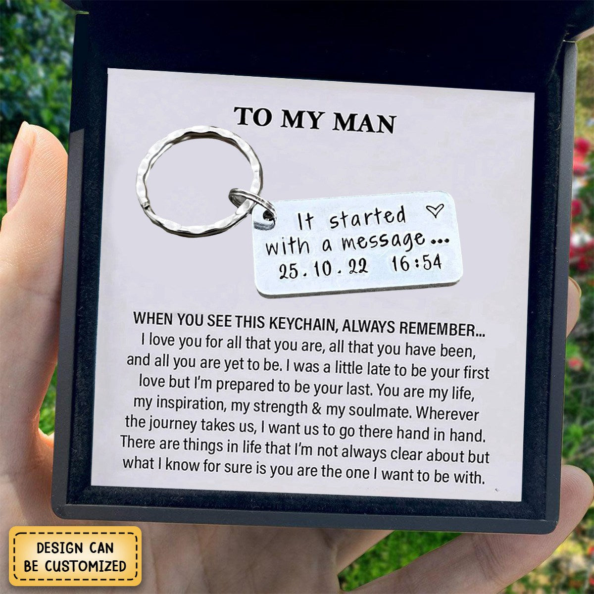 Personalized It Started With A Message Keychain, Gifts for Couple