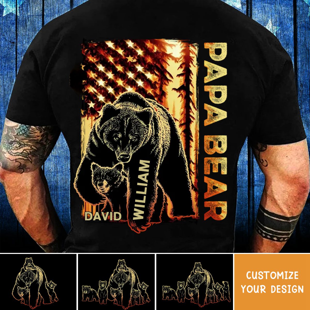 Father's Day Gift  For Dad-Grandpa - Papa Bear Forest Us Personalized Tshirt
