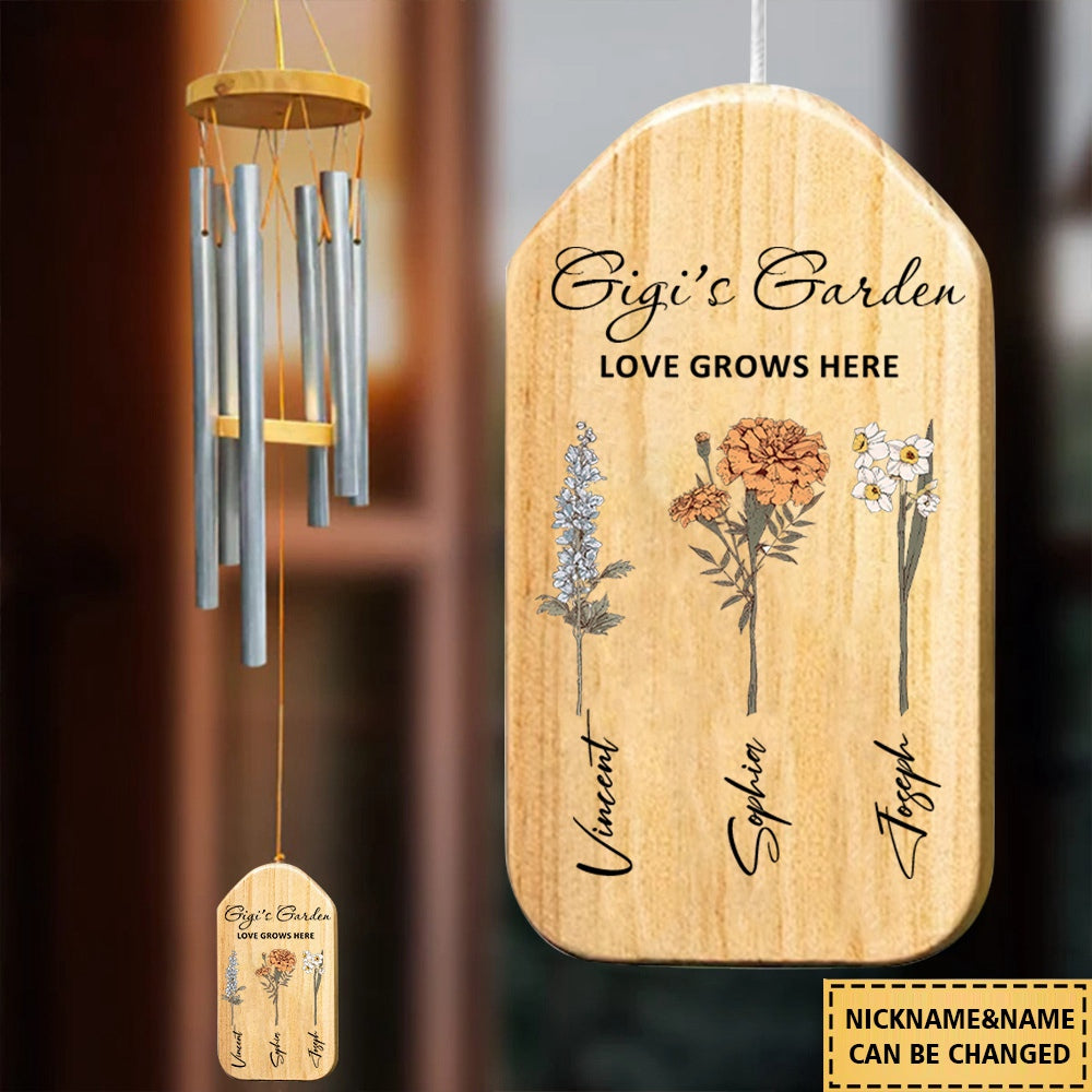 Personalized Grandmas Garden Wind Chimes