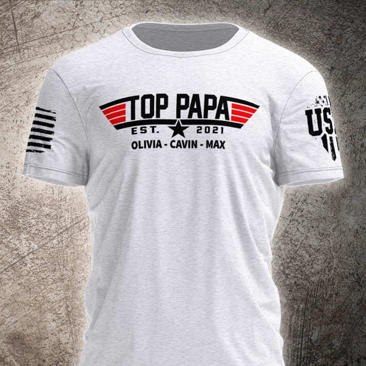 Top Papa Est Shirt, Custom Papa Est With Grandkids, Father's Day Gift T-shirt