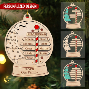 Custom Family Name Christmas 2-Layered Wooden Ornament