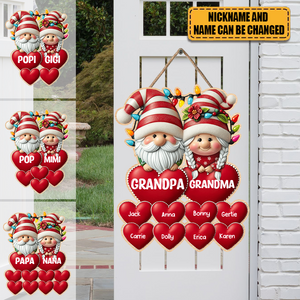 Grandma & Grandpa Mom & Dad With Heart Kids Personalized Wooden Sign