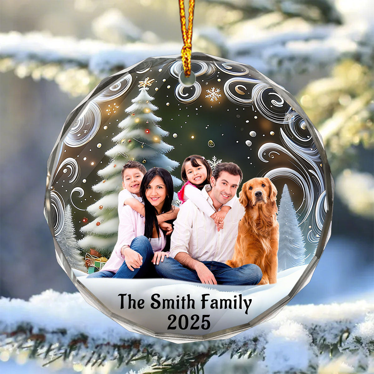 Family Is Love - Personalized Family Photo Christmas Ornament