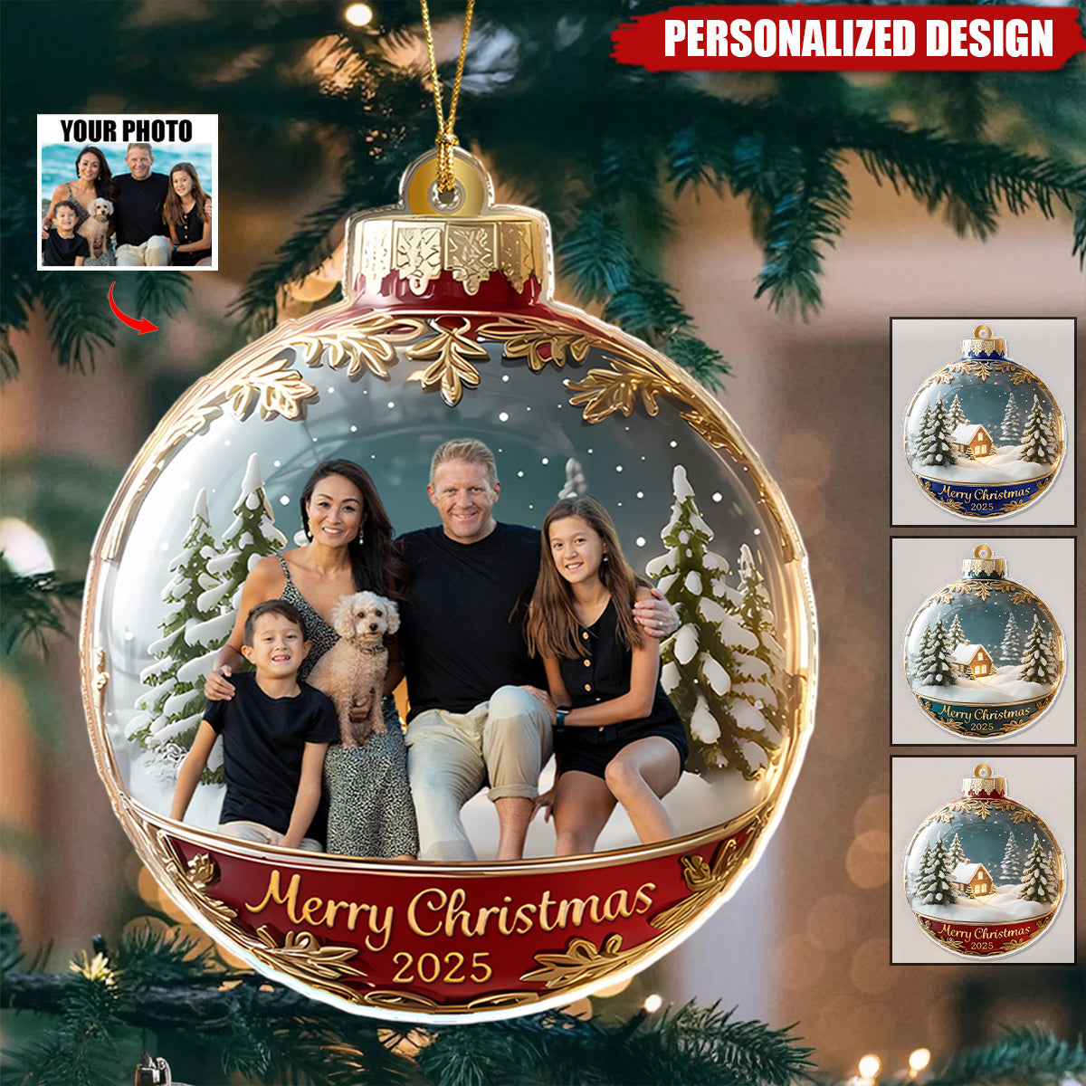Personalized Custom Family Photo Acrylic Ornament Gift For Family