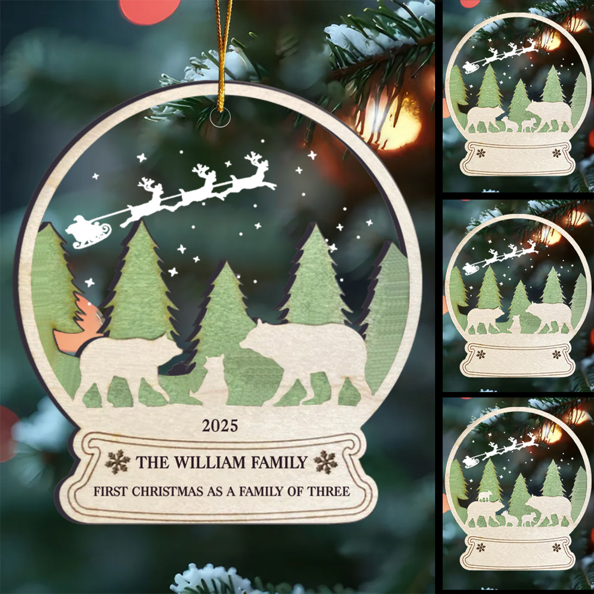 Custom Baby Bear Parents Bear Ornament For Family Gift