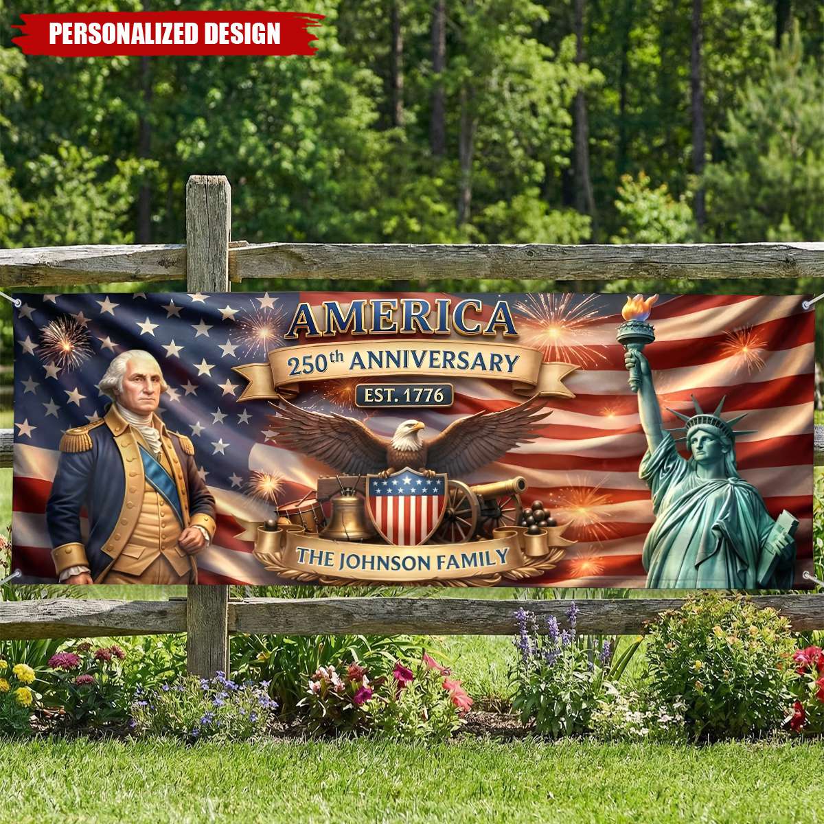 Personalized America 250th Anniversary Polyester Outdoor Banner