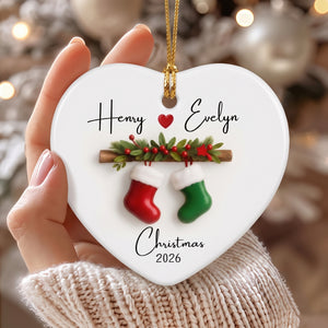 Personalized Couple Christmas Ornament – Stocking Keepsake Gift