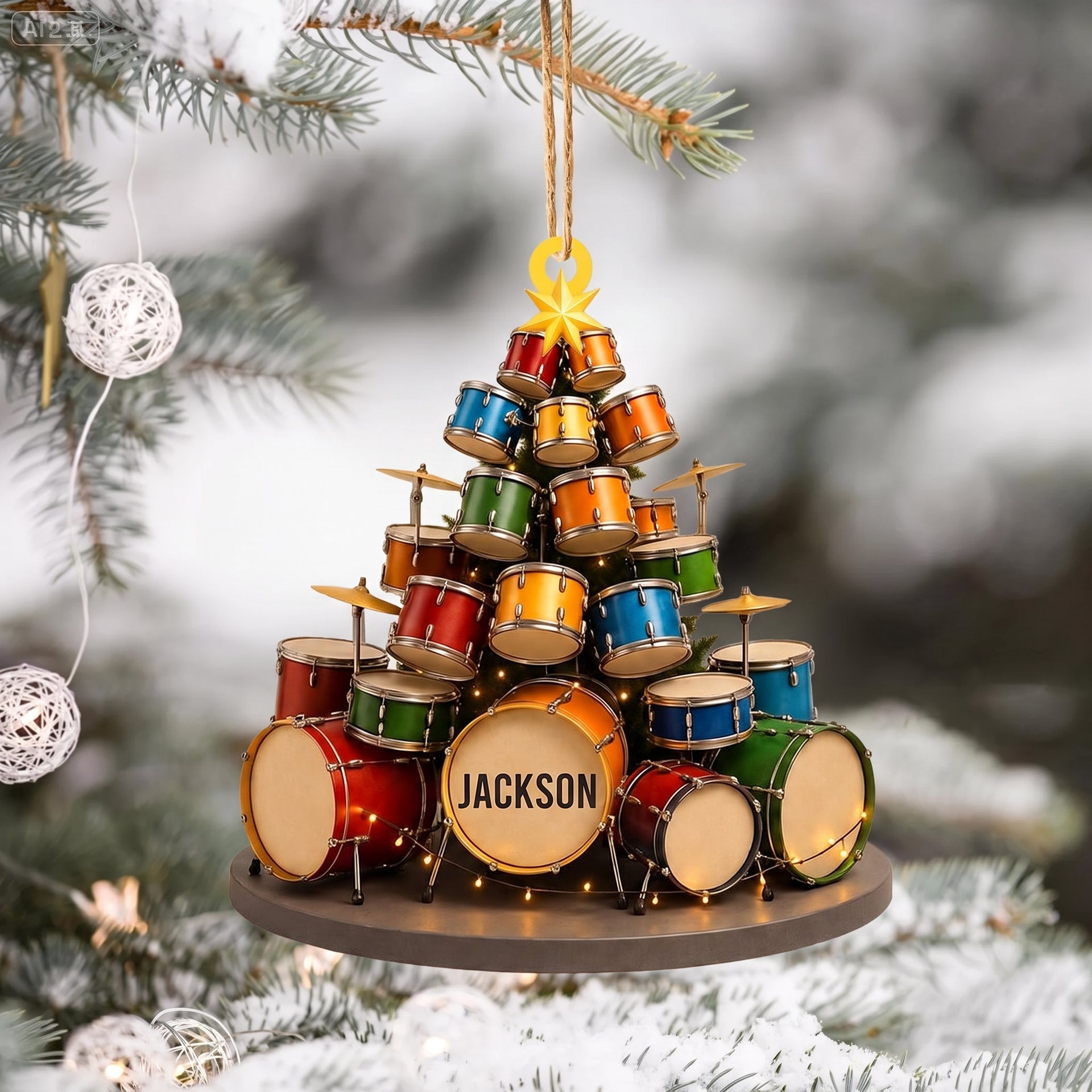 Personalized Drum Xmas Ornament, Xmas Gifts For Drummer