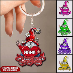 Colorful Grandma- Mom Loves Sweet Heart Kids Custom Acrylic Keychain