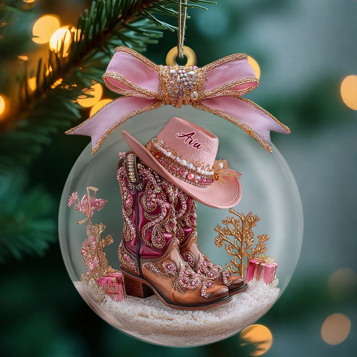 Cowgirl Boots - Personalized Cowgirl Ornament