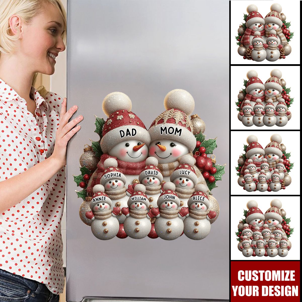 Merry Christmas Snowman - Personalized Family Decal