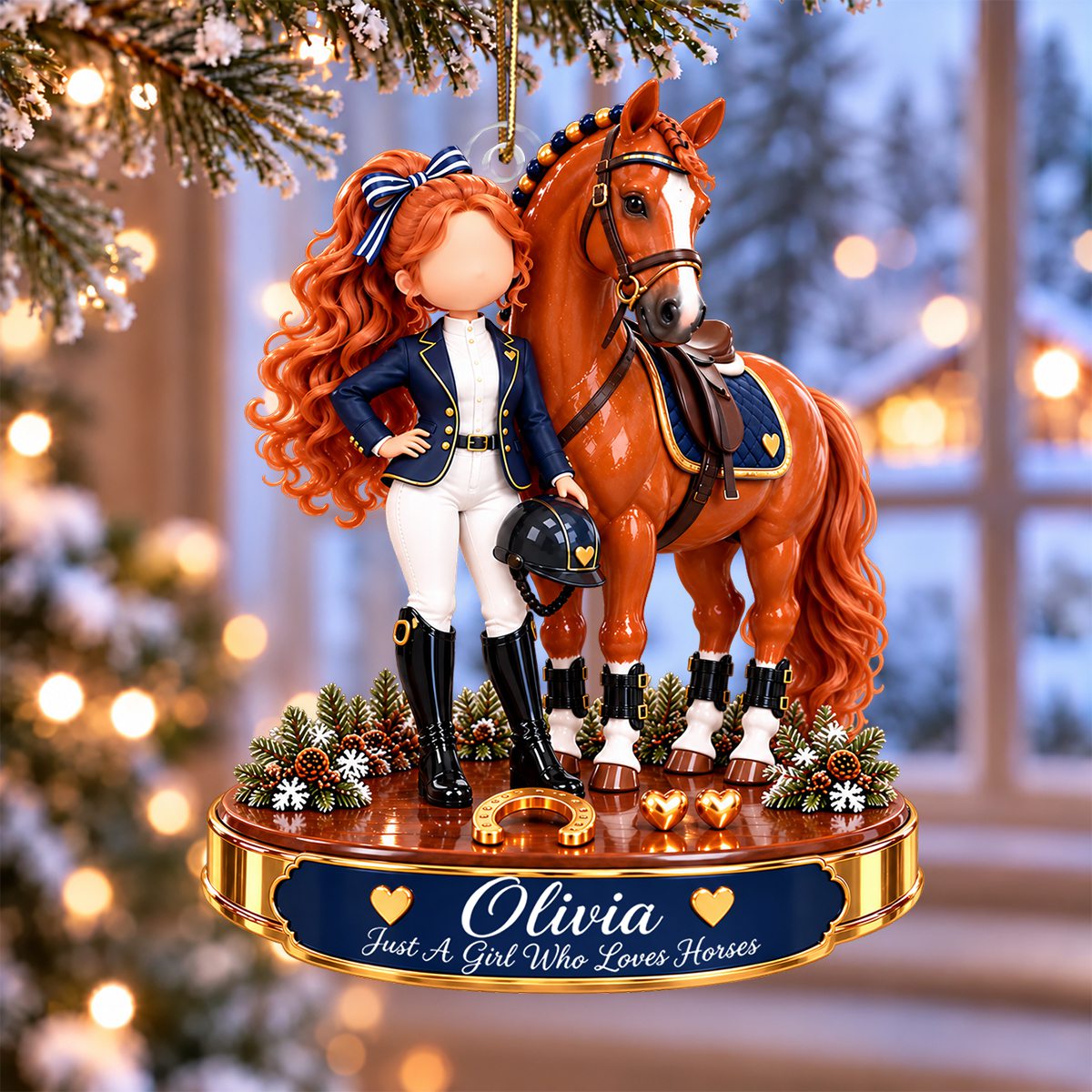 Personalized Equestrian Sports Ornament, Custom Horseback Riding Christmas Gift