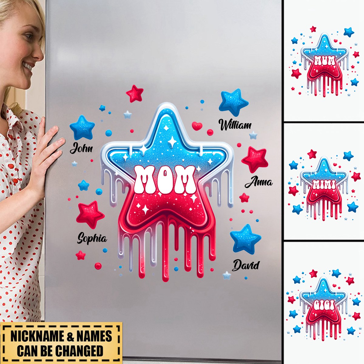 Grandma Nana With Cute Grandkids Star Personalized Sticker Decal