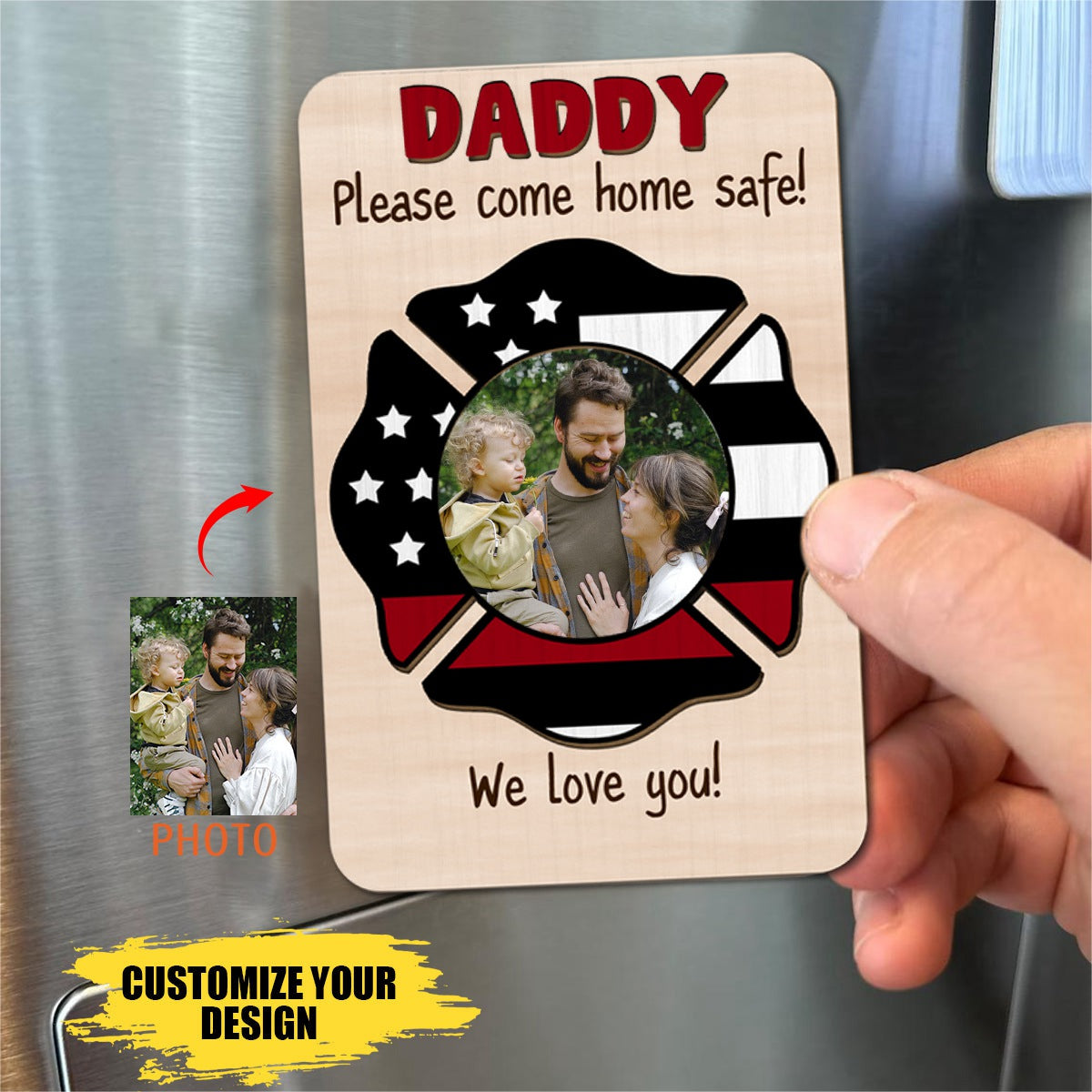 Personalized Custom Photo Fridge Magnet, Gift For Dad