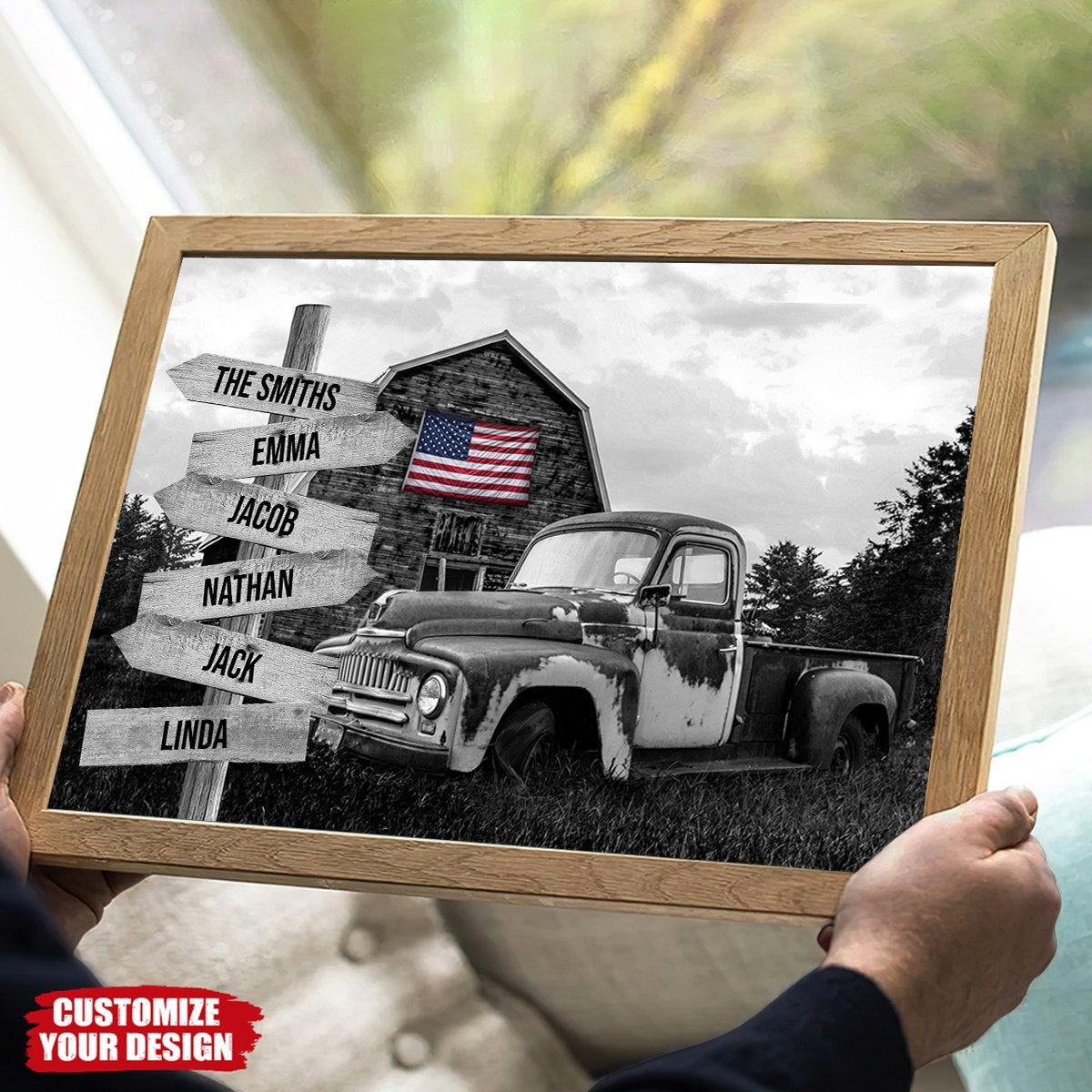 Personalized Vintage Farm Barn With Abandoned Pickup Truck Poster - Custom Name