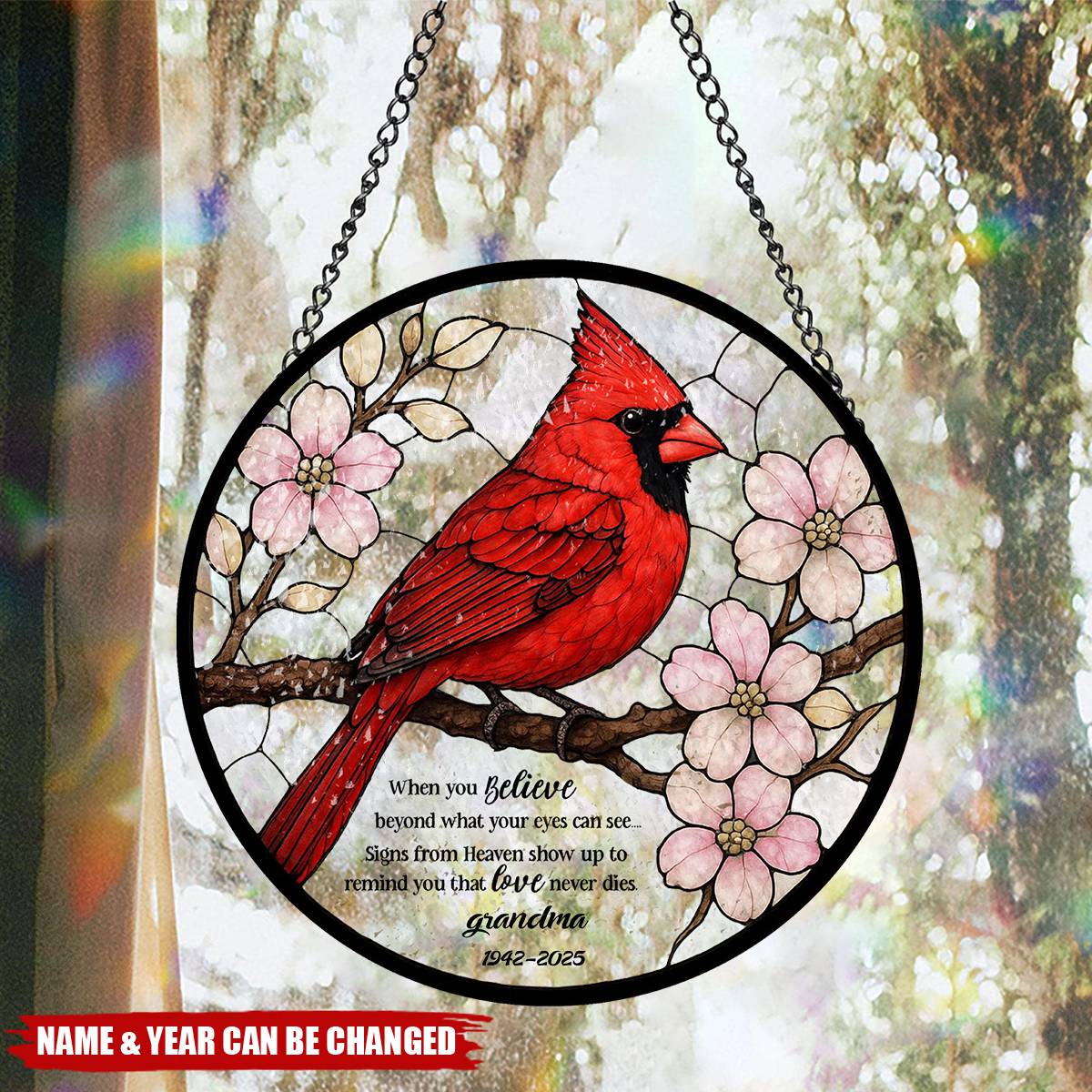 Signs From Heaven Show Up To Remind You That Love Never Dies - Personalized Window Hanging Suncatcher